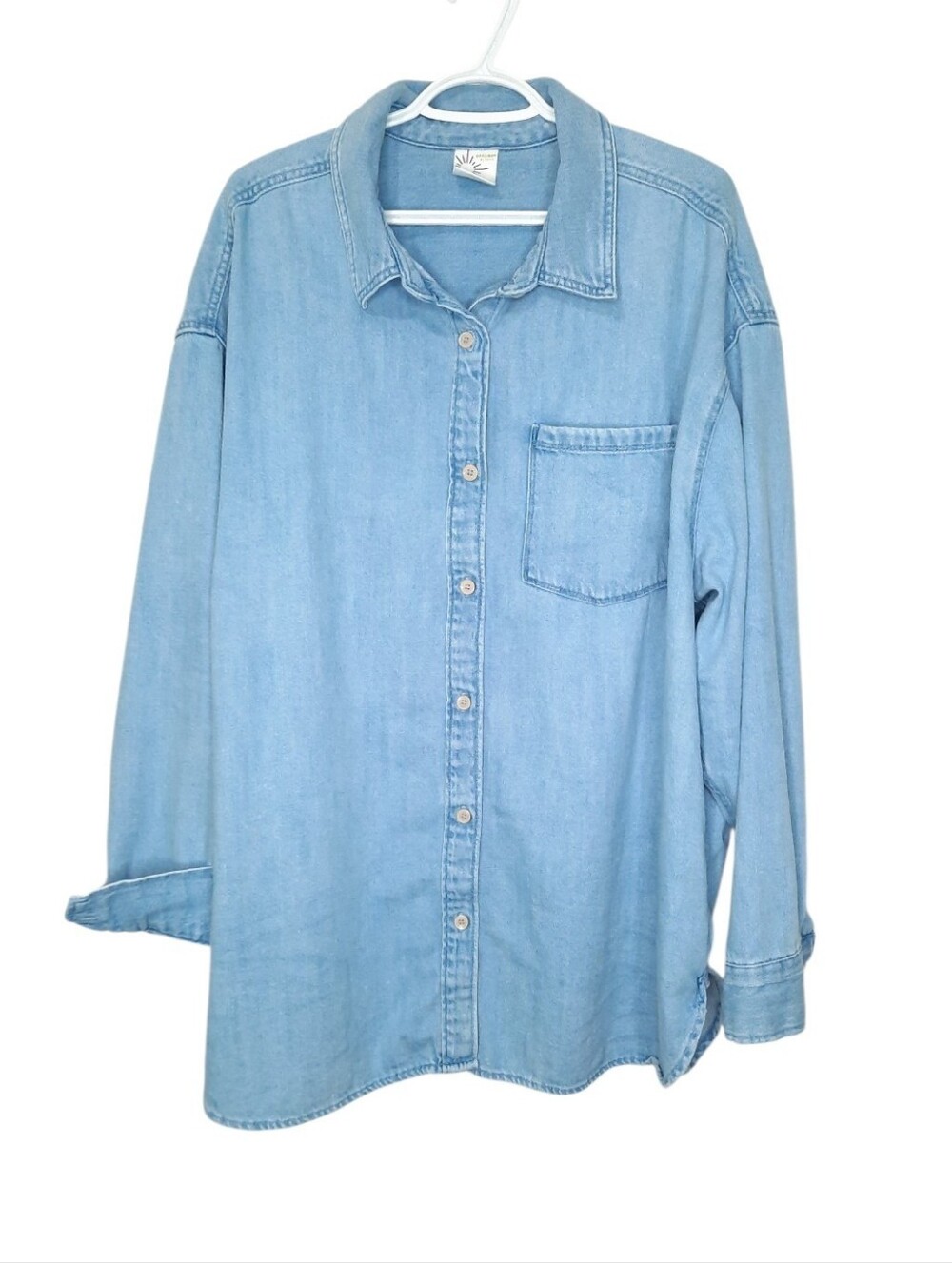 Offline by Aerie Oversized Denim Button up Shirt Womens Size XL Cotton Lyocell